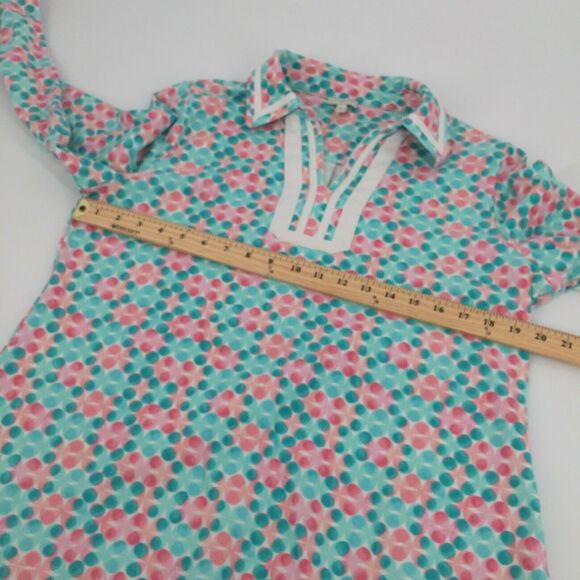 Talbots Floral Polka Dot Print Collared Long Sleeve Top Size Large Pink Blue L - Picture 8 of 9